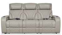  Sofa à inclinaison électrique Elite en cuir véritable avec fonction de massage et appuie-têtes électriques - gris
