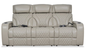 Sofa à inclinaison électrique Elite en cuir véritable avec fonction de massage et appuie-têtes électriques - gris