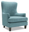 Fauteuil d’appoint à oreilles Sofa Lab personnalisable de 32 po fabriqué au Canada en tissu de velours bleu Sea Blue