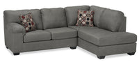  Sofa sectionnel de droite Morty 2 pièces de format condo en tissu d'apparence cuir - gris