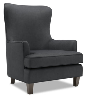 Fauteuil d’appoint à oreilles Sofa Lab personnalisable de 32 po fabriqué au Canada en tissu d’apparence lin - gris Pax Pepper