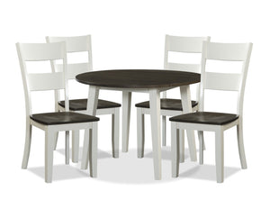 Ensemble de salle à manger Ella 5 pièces avec table ronde - blanc