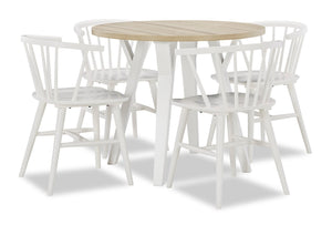 Ensemble de salle à manger Aria 5 pièces avec table ronde - blanc
