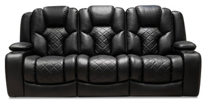 Sofa à inclinaison électrique Axel en tissu d'apparence cuir avec appuie-tête électrique - noir