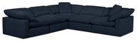  Sofa sectionnel modulaire Eclipse 5 pièces en tissu d'apparence lin - bleu marine