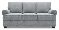  Sofa Roll de Sofa Lab de 86 po fabriqué au Canada en tissu d’apparence lin avec accoudoirs enroulés - gris Luna Pewter 