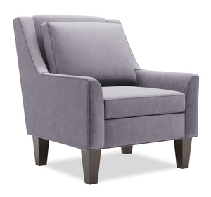 Fauteuil d’appoint club Sofa Lab personnalisable de 29 po fabriqué au Canada en tissu de velours gris Granite avec pattes en bois