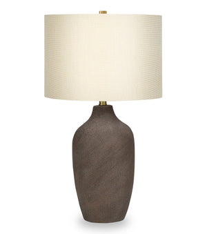 Lampe de table de 27 po en céramique grise avec abat-jour beige