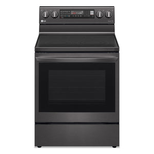 Cuisinière intelligente électrique LG de 6,3 pi³ avec friture à air et convection véritable - acier inoxydable noir Smudge-ProofMD - LREL6325D