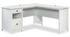 Bureau Cayla en forme de L - blanc doux 