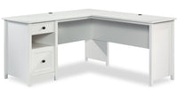  Bureau Cayla en forme de L - blanc doux  