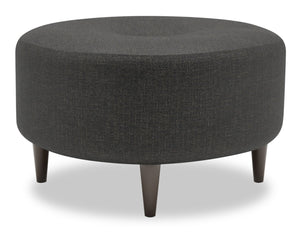 Pouf personnalisable The Curve de Sofa Lab de 31 po fabriqué au Canada en tissu d’apparence lin - gris Luna Kohl