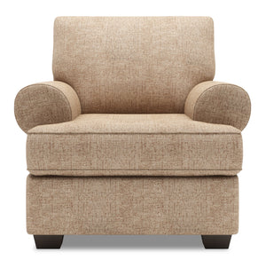 Fauteuil Roll de Sofa Lab personnalisable de 42 po fabriqué au Canada en tissu de chenille avec accoudoirs enroulés - taupe Luxury Taupe