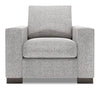 Fauteuil Track de Sofa Lab personnalisable de 38 po fabriqué au Canada en tissu d’apparence lin avec accoudoirs rectilignes - gris Luna Domino