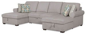 Sofa-lit sectionnel Haven 3 pièces en chenille - gris