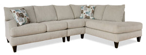 Sofa sectionnel de droite Nofia 3 pièces en chenille - lin