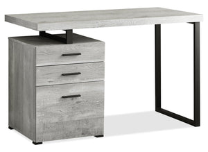 Bureau réversible Clayton de 47,25 po à 3 tiroirs - gris