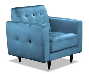 Devlin Velvet Chair - Blue|Fauteuil Devlin en velours - bleu|DEVLBLCH
