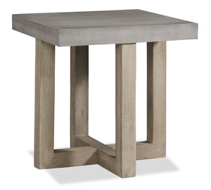 Table de bout moderne Aloe de 23 po - dessus en imitation de béton avec base grise