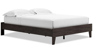 Lit plateforme Wolf, deux teintes, brun et naturel - format grand lit