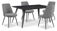  Ensemble de salle à manger Nico 5 pièces en métal avec table de 60 po (L), dessus en pierre frittée et 4 chaises Fig - gris