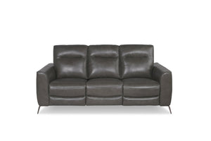 Sofa à inclinaison électrique Kira en cuir véritable avec appuie-tête électrique - anthracite