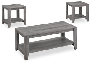 Ensemble 3 tables modernes Kalen de 42 po (table à café et 2 tables de bout) avec tablette - gris 