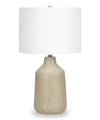 Lampe de table de 24 po béton beige avec abat-jour blanc