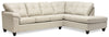 Sofa sectionnel de droite Addison 2 pièces fabriqué au Canada en similicuir avec coussins de siège amovibles - beige