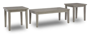 Ensemble 3 tables modernes Loratti de 48 po (table à café et 2 tables de bout) - bois gris