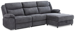 Sofa sectionnel de droite à inclinaison manuelle Alina de 3 pièces - gris