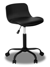 Chaise de bureau compacte Letty de 18,5 po avec dossier bas - noire