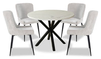  Ensemble de salle à manger Verona 5 pièces en métal avec table ronde de 42 po (L), dessus en marbre synthétique et 4 chaises Lexi - taupe
