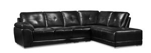 Sofa sectionnel de droite Rocklin 3 pièces en tissu d'apparence cuir - noir