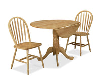  Ensemble de salle à manger Hana 3 pièces avec table de 40 po (L) à abattant, base piédestal et 2 chaises - naturel