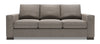 Sofa personnalisable Track de Sofa Lab de 85 po fabriqué au Canada en tissu d’apparence lin gris Luna Smoke avec accoudoirs rectilignes