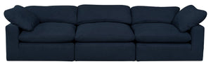 Sofa modulaire Eclipse en tissu d'apparence lin - bleu marine