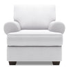 Fauteuil Roll de Sofa Lab personnalisable de 42 po fabriqué au Canada en tissu d’apparence lin avec accoudoirs enroulés - blanc Pax Ice