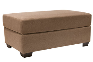 Montana Linen-Look Fabric Storage Ottoman - Chocolate | Pouf de rangement Montana en tissu d'apparence lin - chocolat