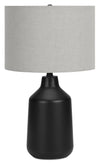 Lampe de table de 24 po béton noir avec abat-jour gris