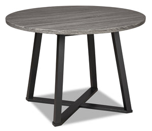 Table de salle à manger ronde Cole de 42 po (L) en métal et mélamine avec base géométrique - grise