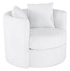 Fauteuil d’appoint pivotant Cuddler Petite de 36 po fabriqué au Canada en tissu de chenille blanc Plush Heaven