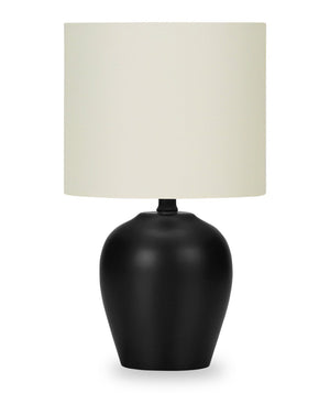 Lampe de table de 17 po en céramique avec abat-jour cylindrique - noire