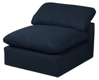  Fauteuil modulaire sans accoudoirs Eclipse de 38 po en tissu d’apparence lin avec coussins réversibles en duvet et plumes - bleu marine