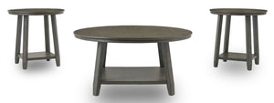 Ensemble 3 tables rustiques Caitbrook de 40,13 po (table à café et 2 tables de bout) avec tablette - bois gris