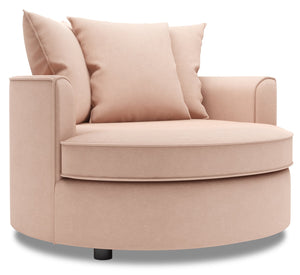 Fauteuil d’appoint enveloppant Sofa Lab personnalisable de 48 po fabriqué au Canada en tissu d’apparence lin - rose Pax Rose