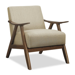 Fauteuil d'appoint Kyra en tissu d'apparence lin - taupe