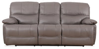  Sofa à inclinaison électrique Franco en cuir véritable - gris
