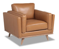  Fauteuil Vivia en cuir véritable de qualité supérieure - caramel 