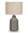 Lampe de table de 24 po béton gris avec abat-jour beige